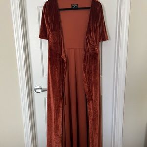 Velvet dress in burnt orange